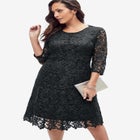 Lace Fit & Flare Dress image number null