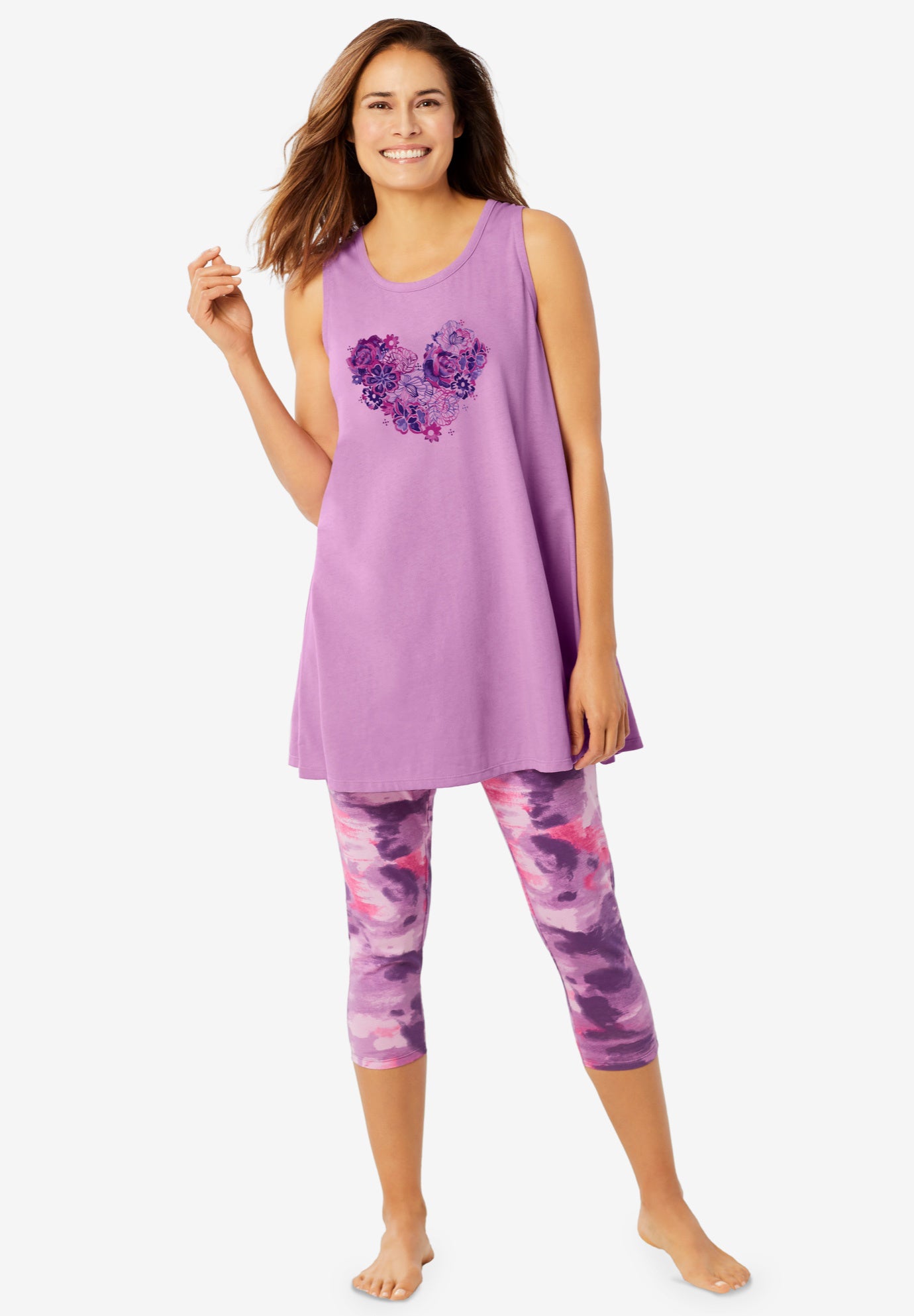 Scoopneck Tank & Capri Legging PJ Set  image number 0