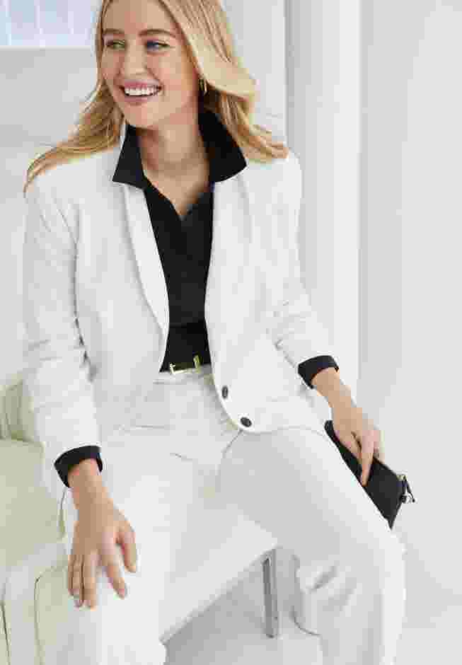 2-Piece Stretch Crepe Single-Breasted Pantsuit image number 1