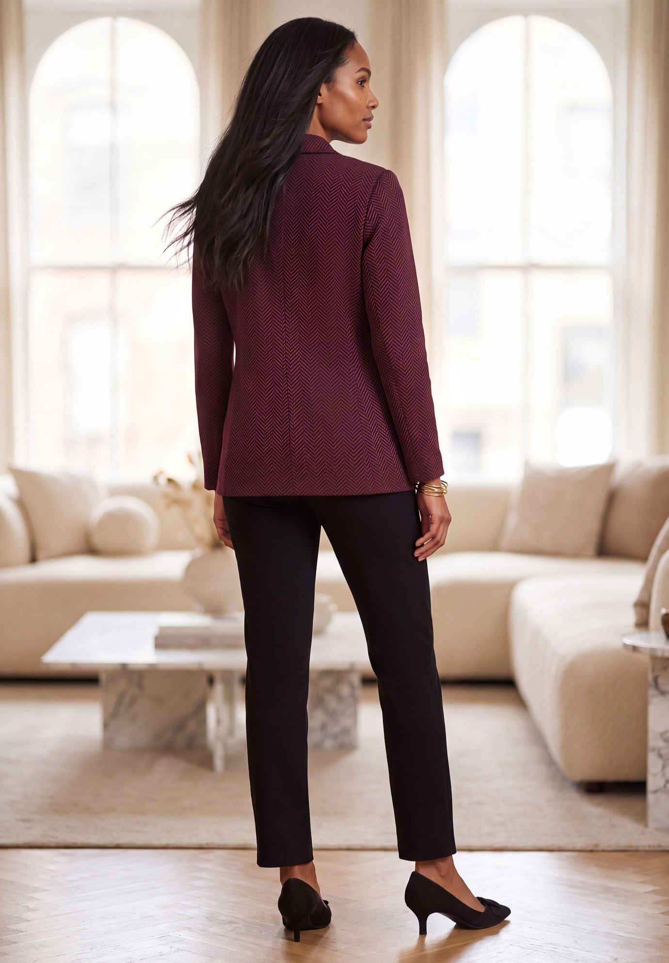 Stretch Crepe Single-Breasted Pantsuit image number 1