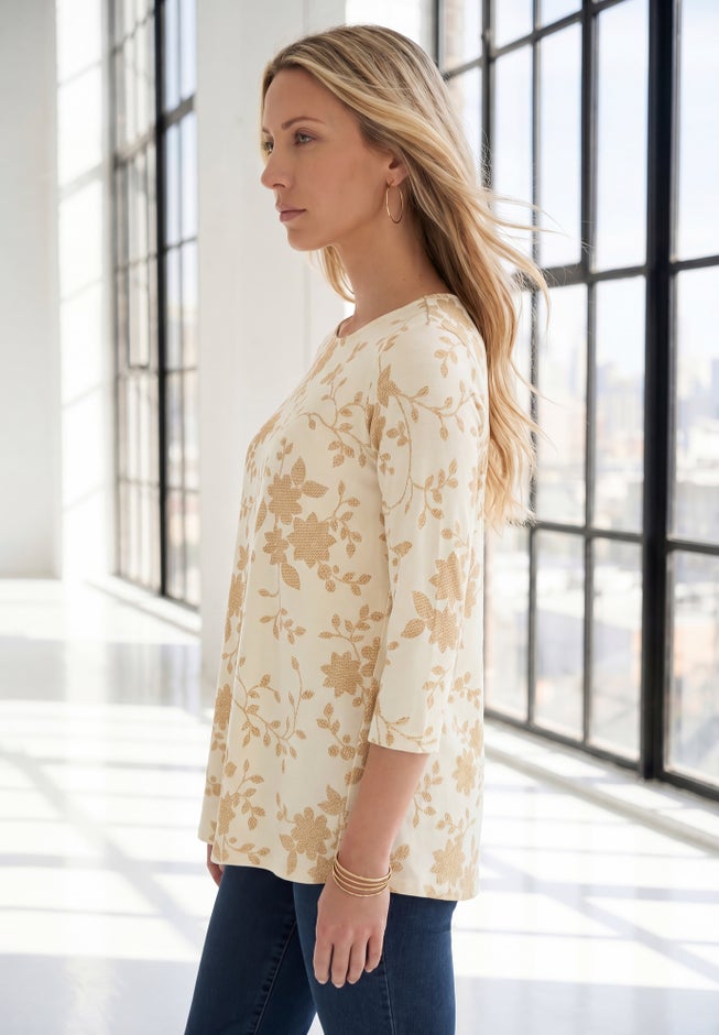 Plus Size Ultimate Three Quarter Sleeve Swing Tee image number 2