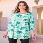 Plus Size Ultimate Three Quarter Sleeve Swing Tee image number null