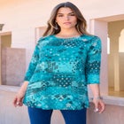 Plus Size Ultimate Three Quarter Sleeve Swing Tee image number null
