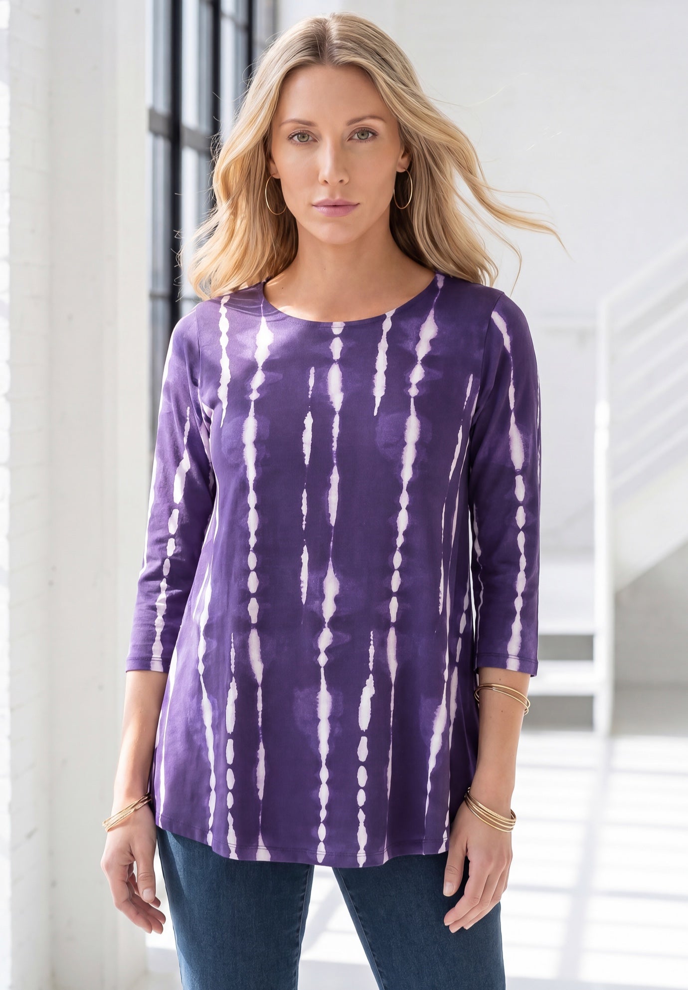 Plus Size Ultimate Three Quarter Sleeve Swing Tee image number 0
