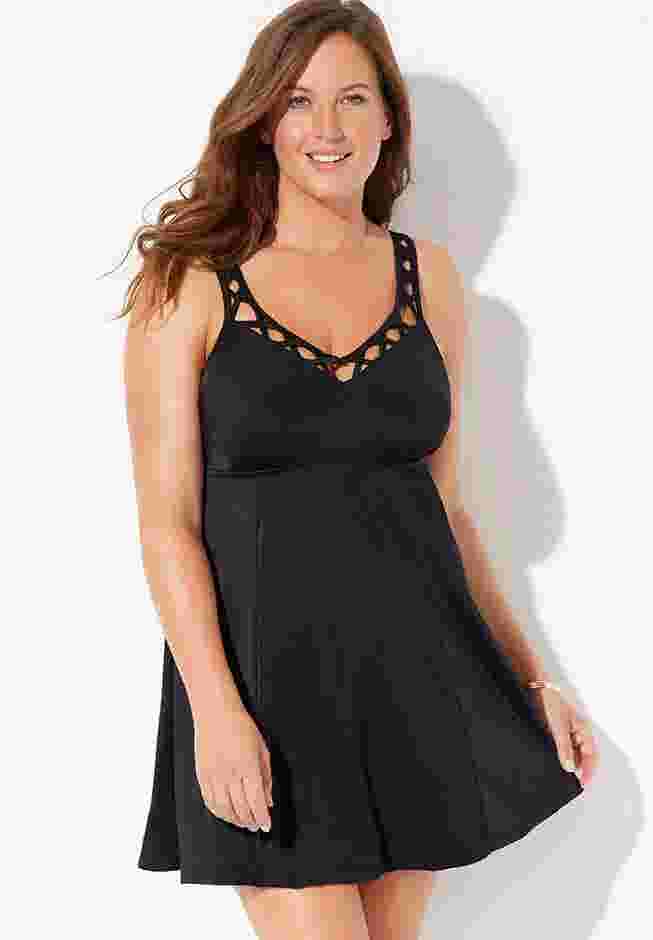 Empire Lattice Trim Swimdress image number 0