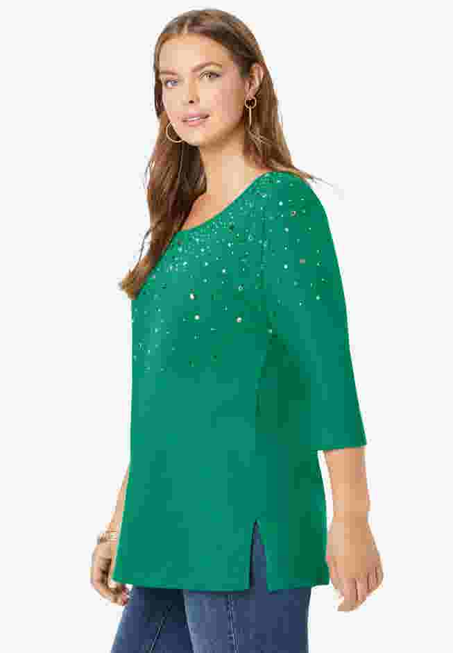 Three Quarter Sleeve Embellished Tunic image number 4