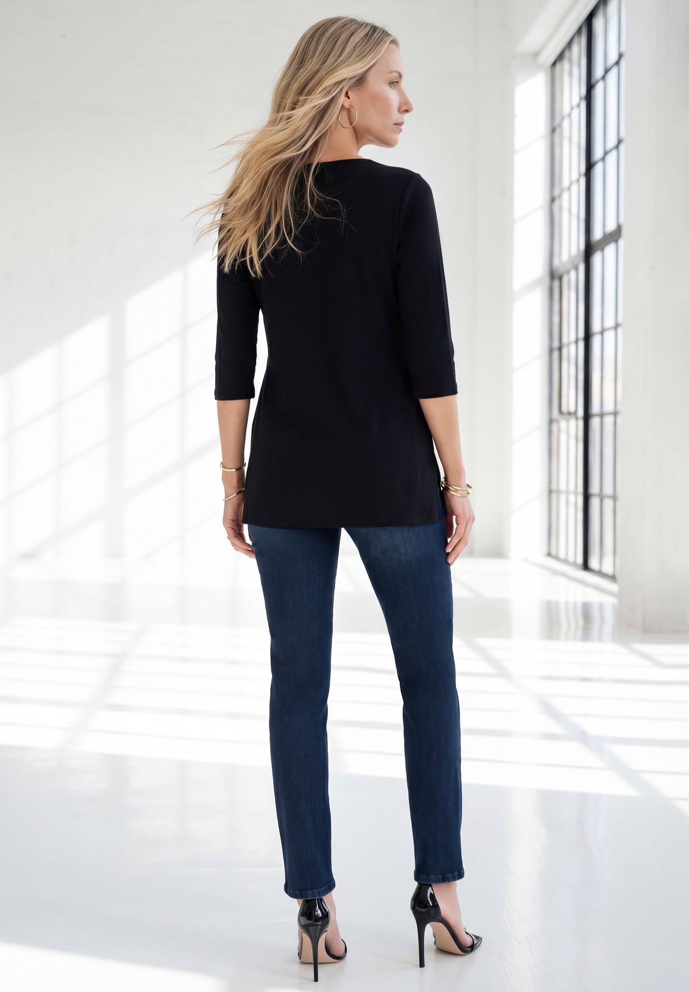 Plus Size Three Quarter Sleeve Embellished Tunic image number 1