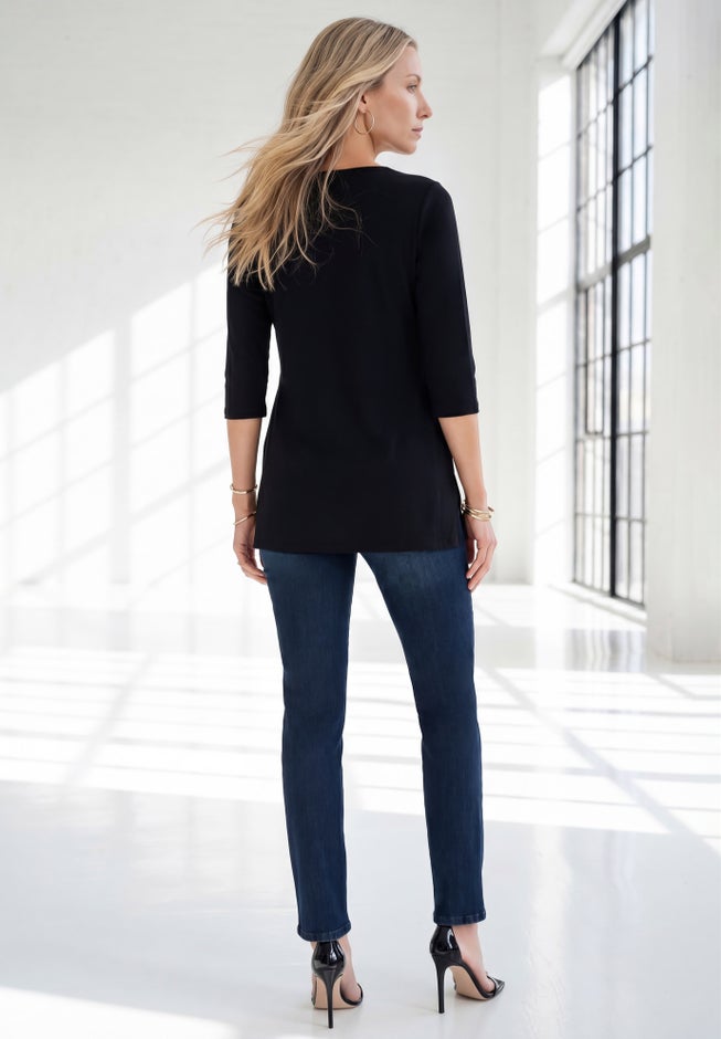 Plus Size Three Quarter Sleeve Embellished Tunic image number 1