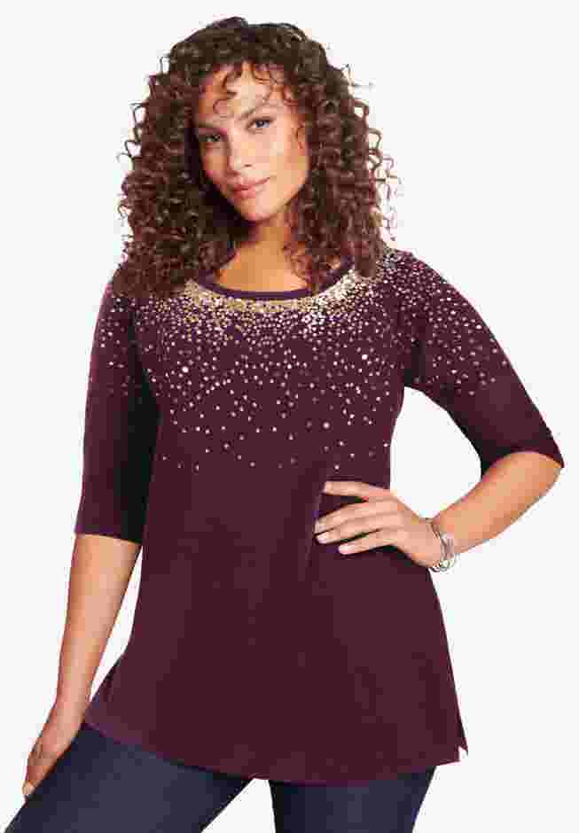 Three Quarter Sleeve Embellished Tunic image number 0