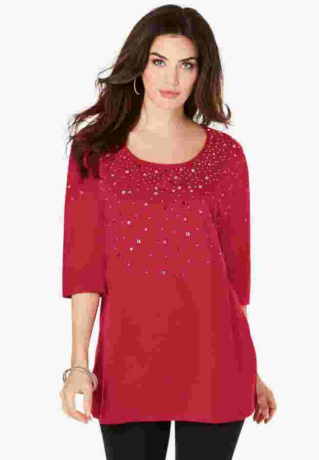 Three Quarter Sleeve Embellished Tunic image number 0