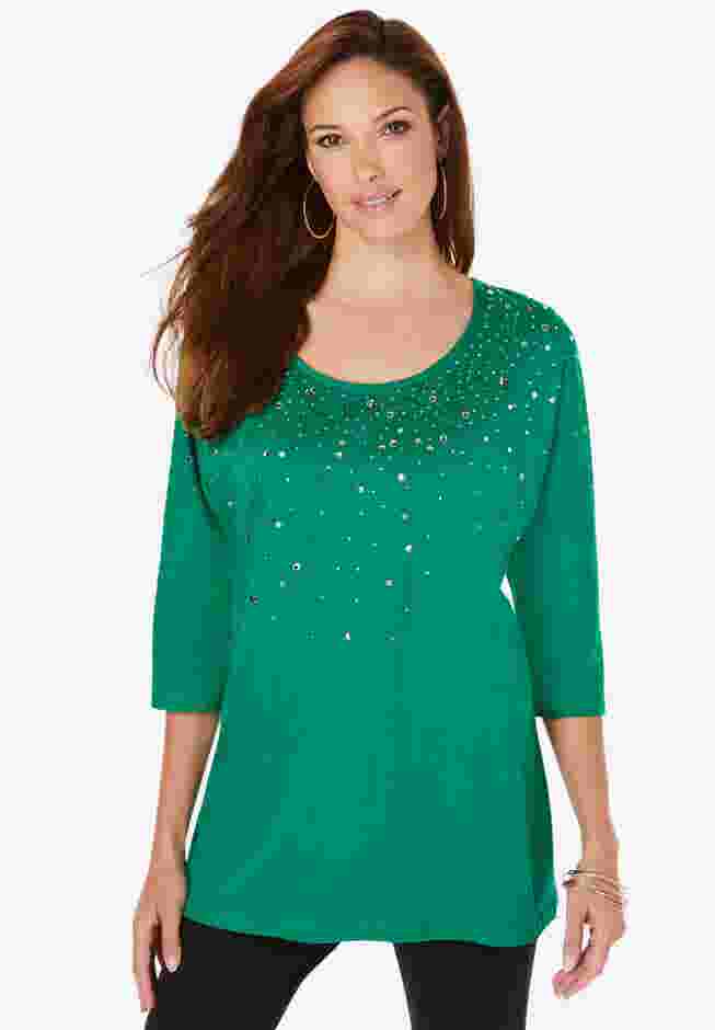 Three Quarter Sleeve Embellished Tunic image number 0