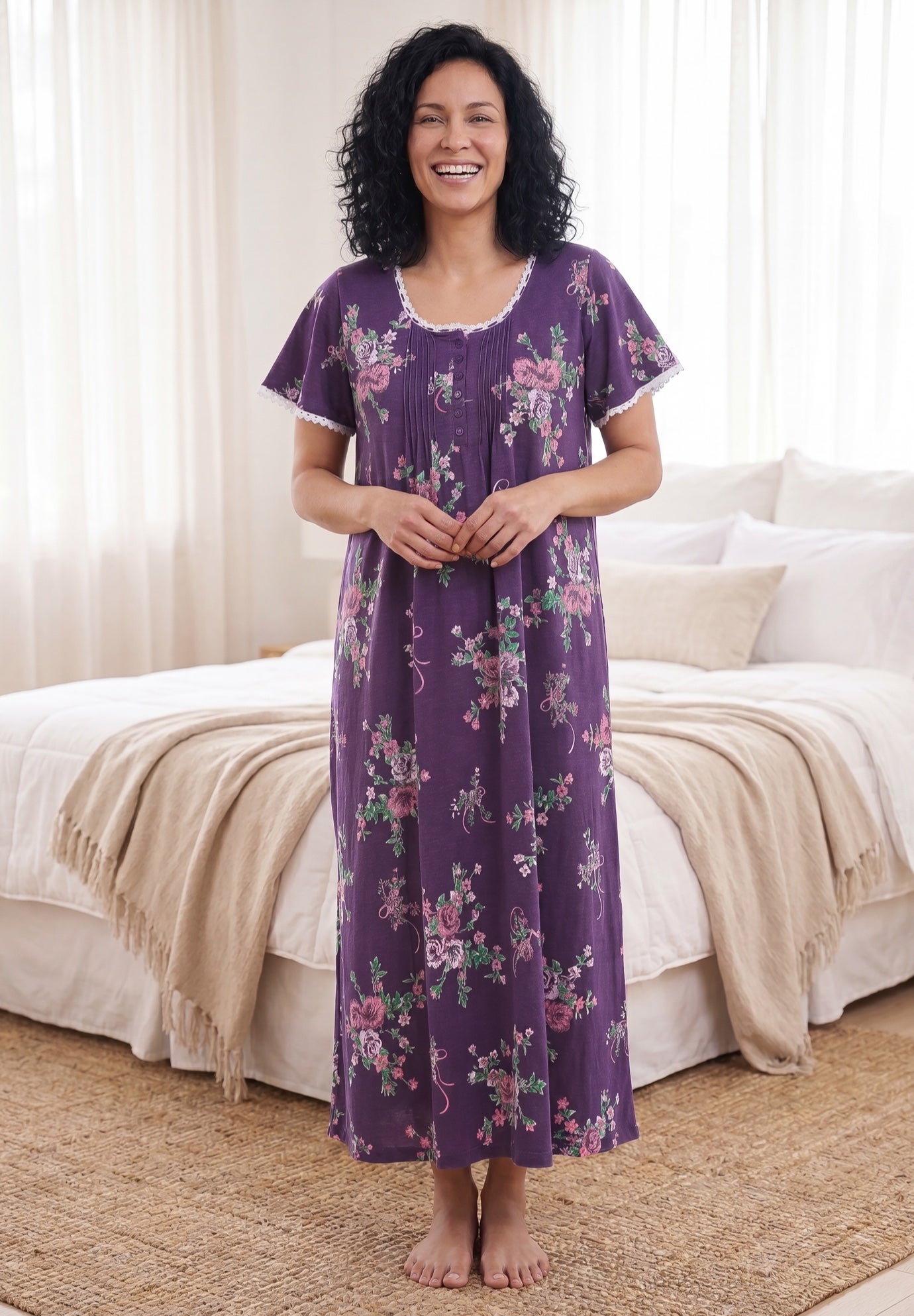 Long Pintuck Knit Gown image number 0