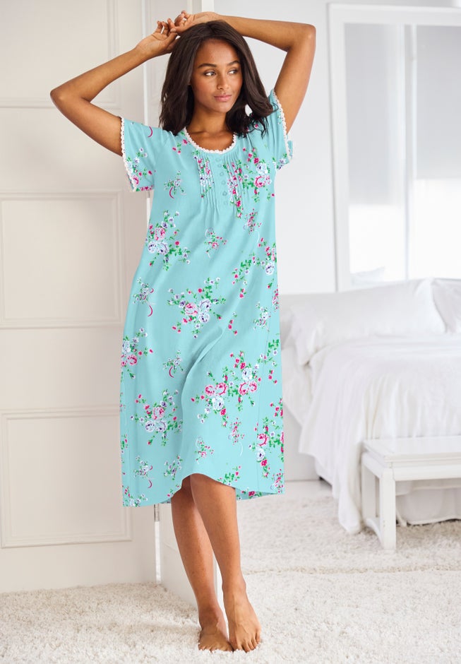 Short Pintuck Knit Gown image number 4