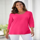 Stretch Cotton Scoop Neck Tee image number null