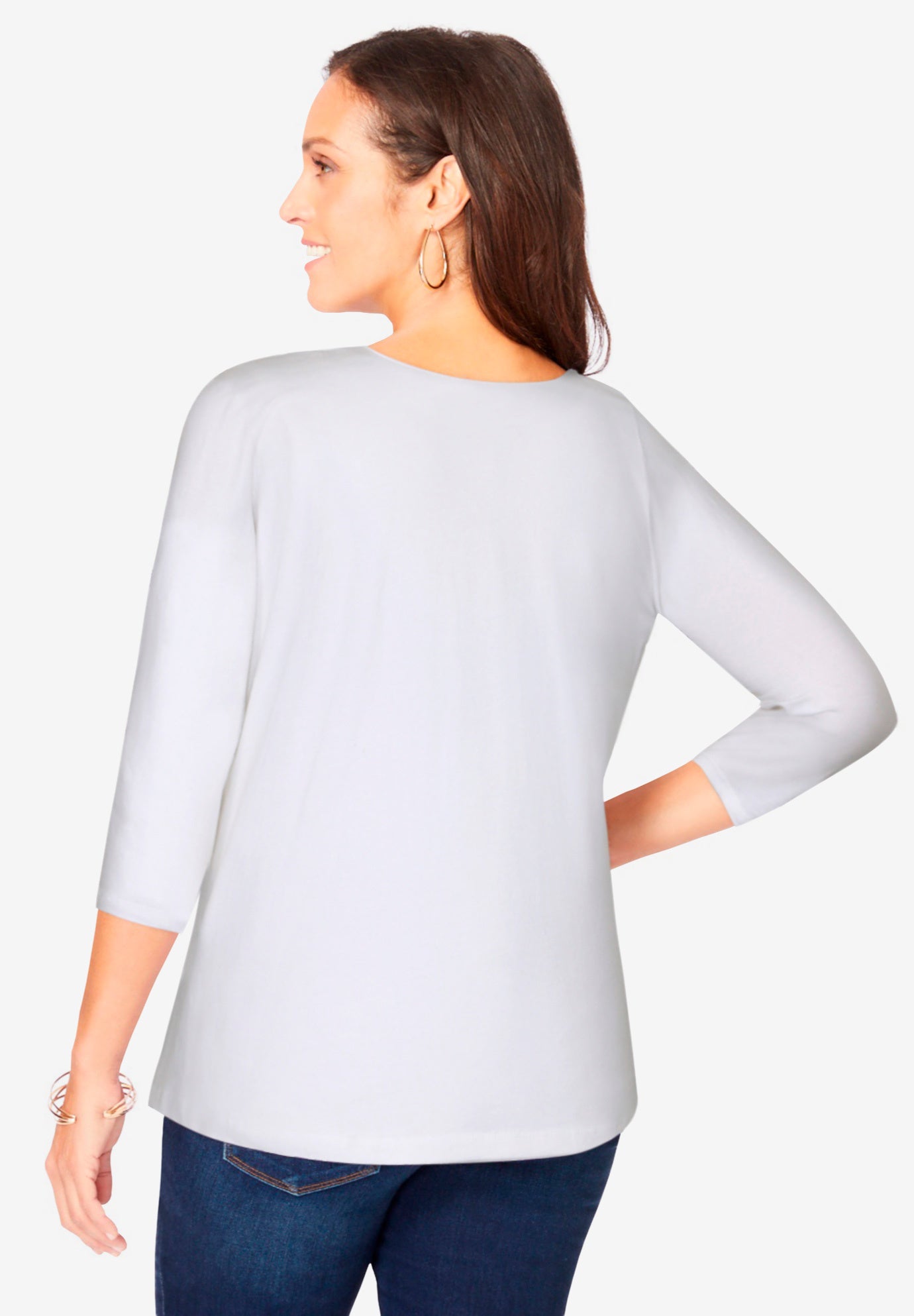 Stretch Cotton Scoop Neck Tee image number 1