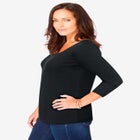 Stretch Cotton Scoop Neck Tee image number null