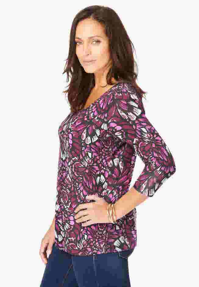 Stretch Cotton Scoop Neck Tee image number 2