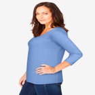 Stretch Cotton Scoop Neck Tee image number null