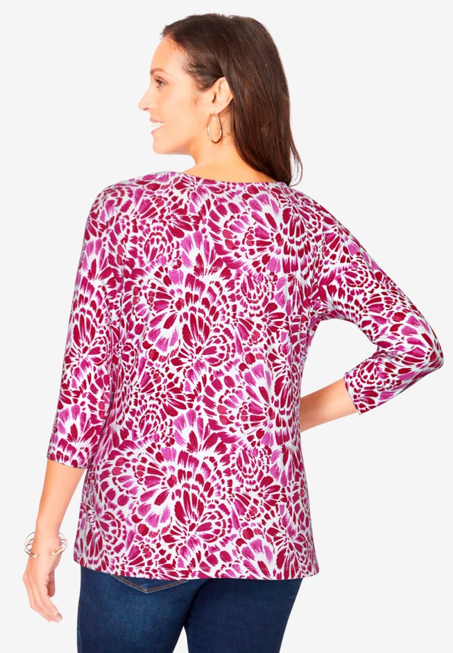 Stretch Cotton Scoop Neck Tee image number 1