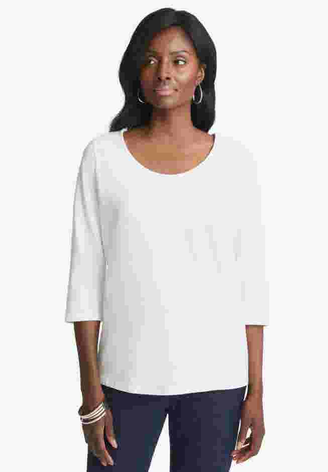 Stretch Cotton Scoop Neck Tee image number 0