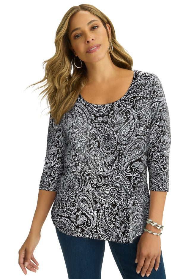 Stretch Cotton Scoop Neck Tee image number 0