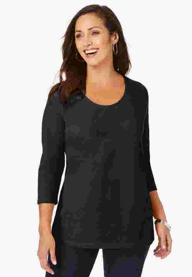 Stretch Cotton Scoop Neck Tee image number 0