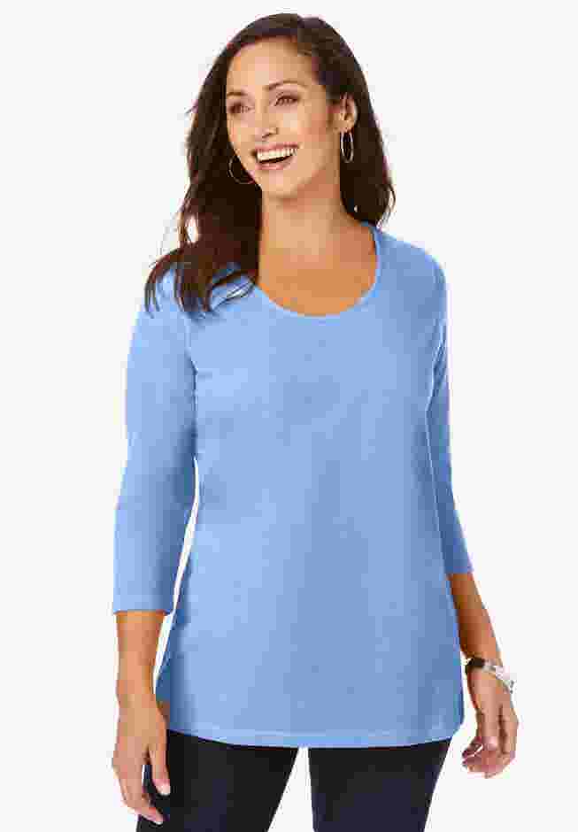 Stretch Cotton Scoop Neck Tee image number 0