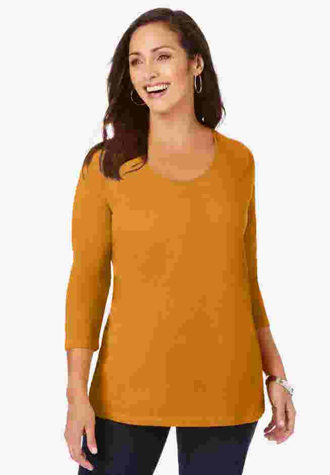 Stretch Cotton Scoop Neck Tee image number 0