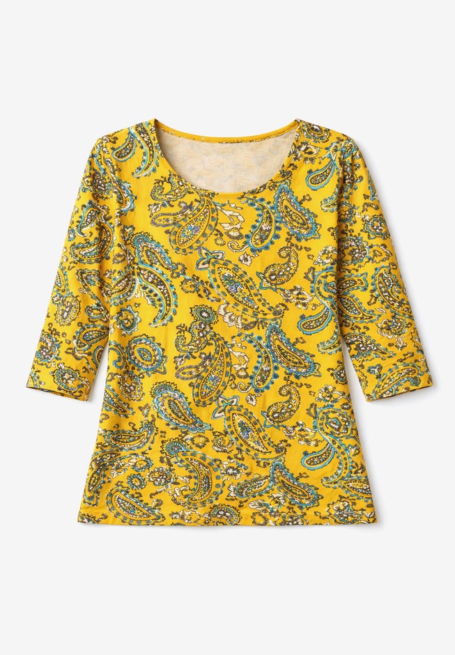 Stretch Cotton Scoop Neck Tee image number 4