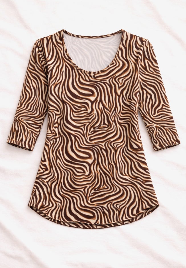 Stretch Cotton Scoop Neck Tee image number 4