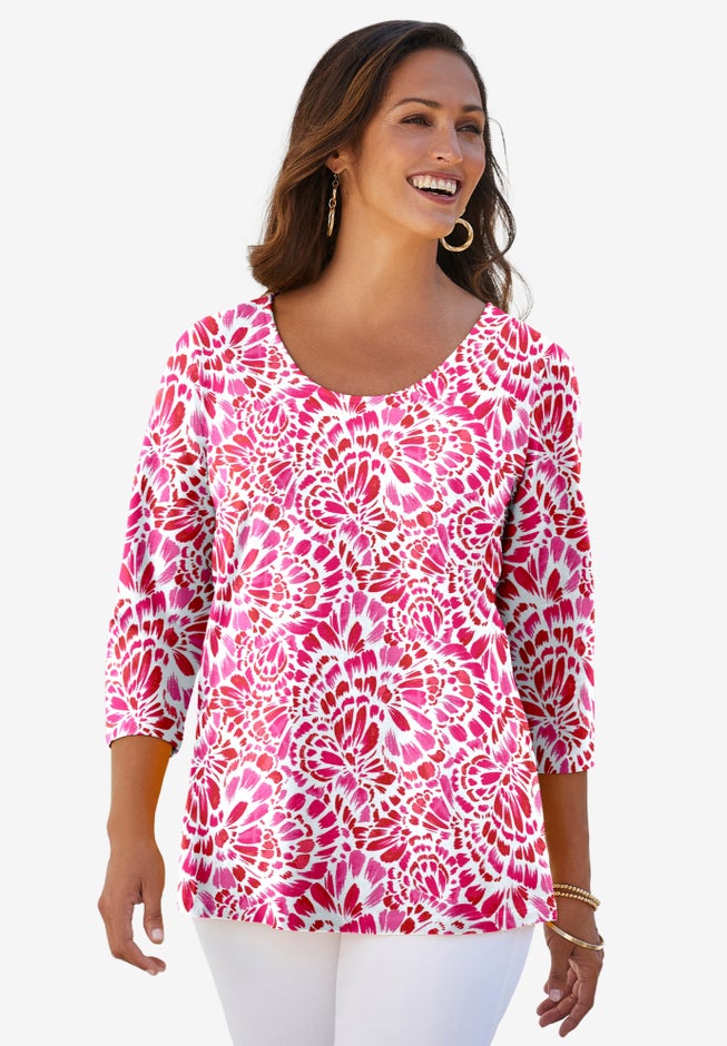 Stretch Cotton Scoop Neck Tee image number 0