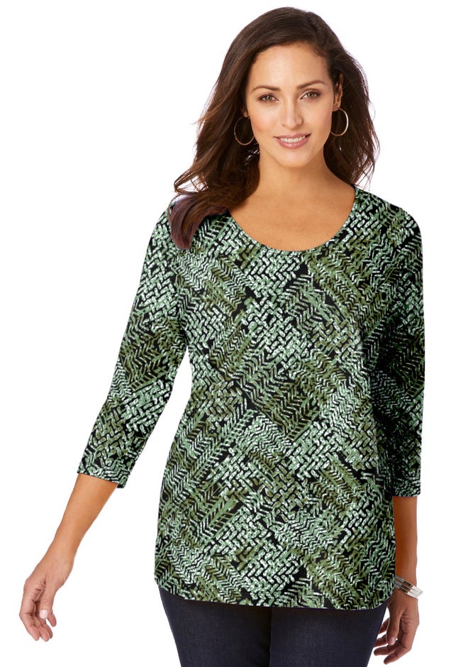 Stretch Cotton Scoop Neck Tee image number 0