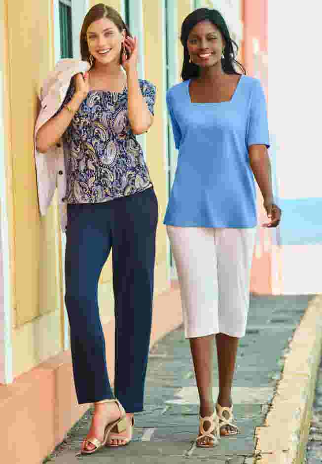 Stretch Cotton Square Neck Tee image number 3