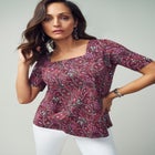 Stretch Cotton Square Neck Tee image number null