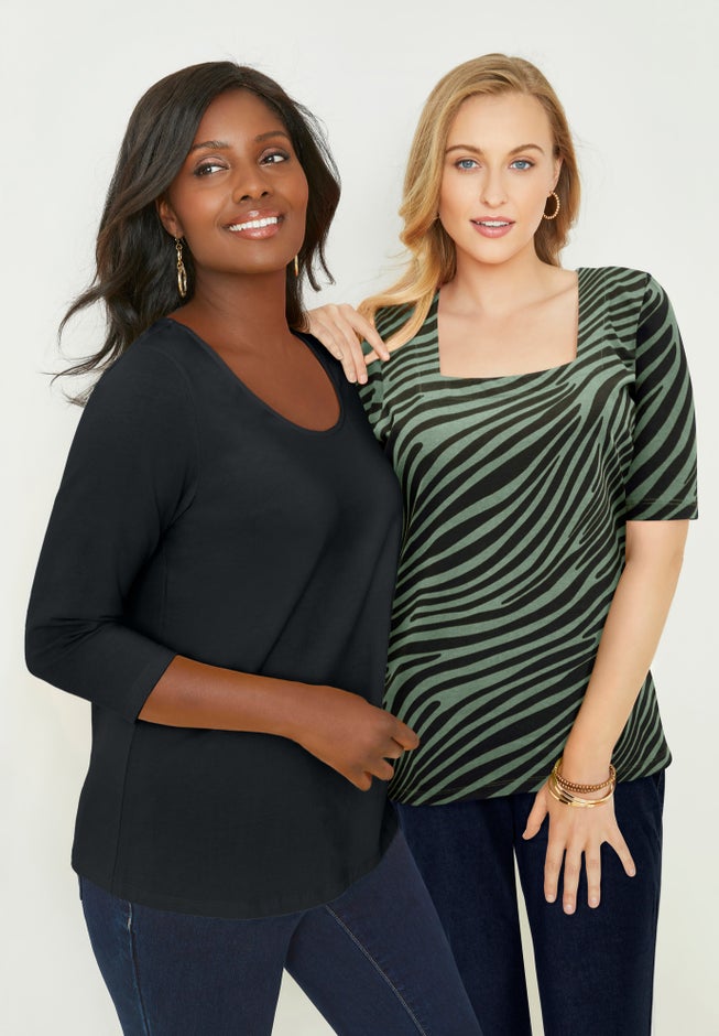 Stretch Cotton Square Neck Tee image number 3