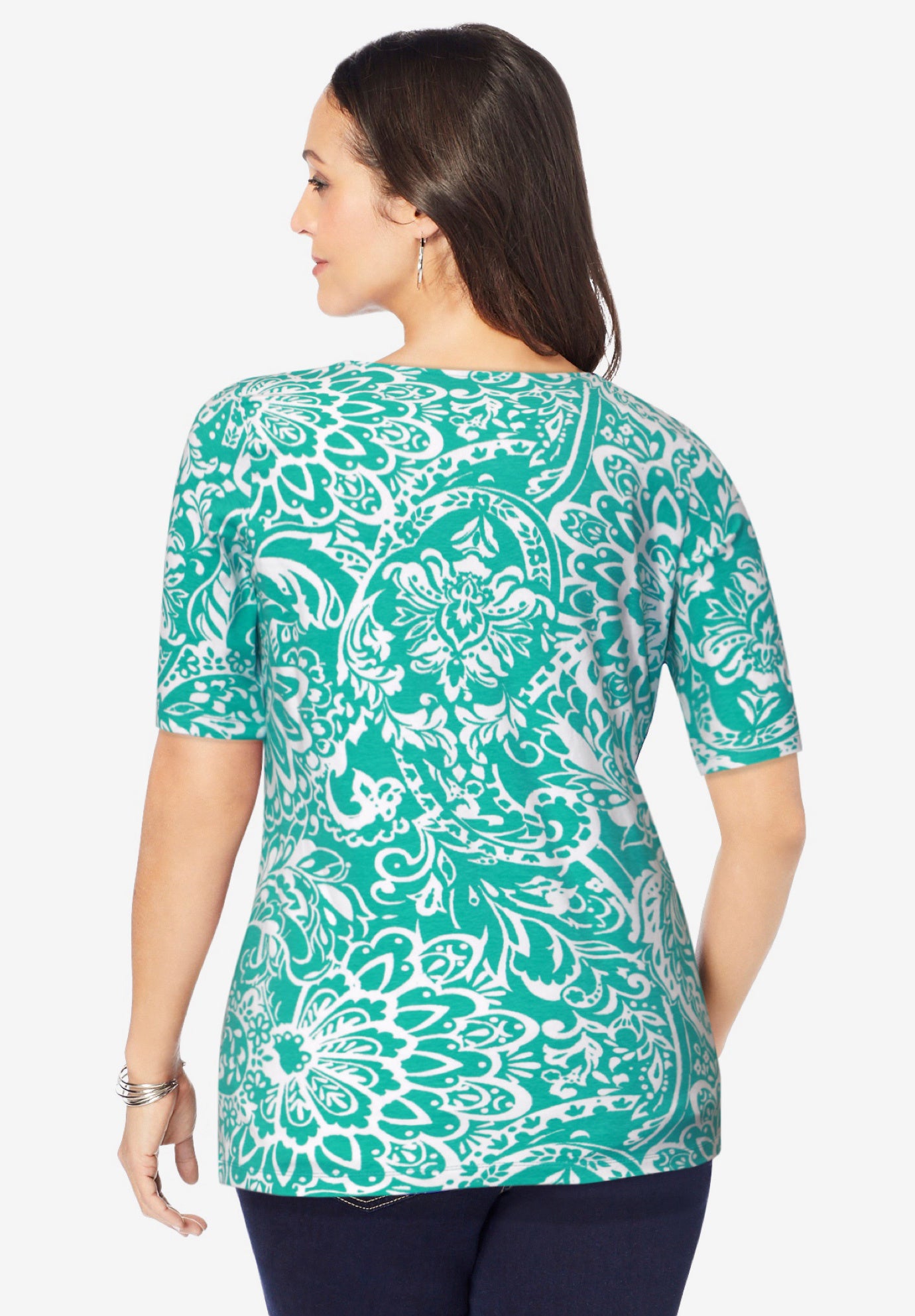 Stretch Cotton Square Neck Tee image number 2