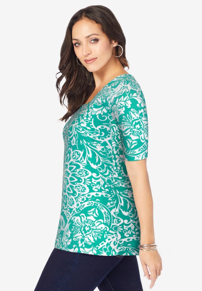 Stretch Cotton Square Neck Tee image number 1