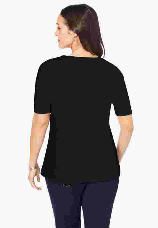 Stretch Cotton Square Neck Tee image number 1