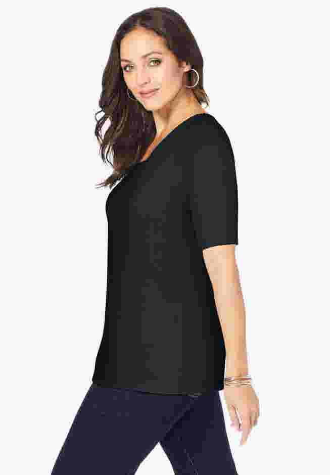 Stretch Cotton Square Neck Tee image number 2