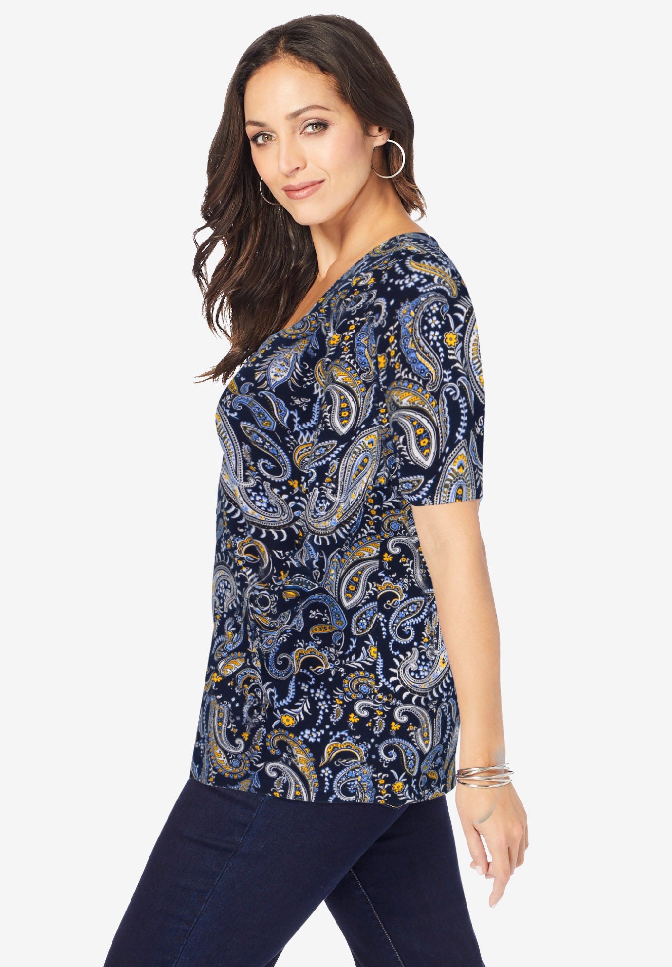 Stretch Cotton Square Neck Tee image number 1