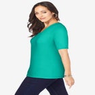 Stretch Cotton Square Neck Tee image number null