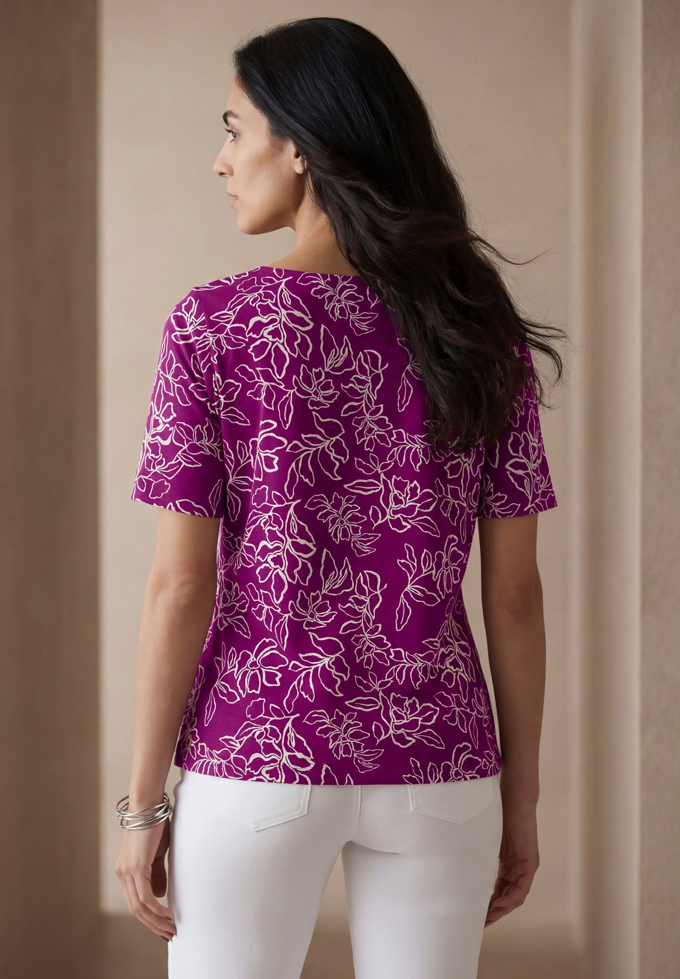 Stretch Cotton Square Neck Tee image number 1