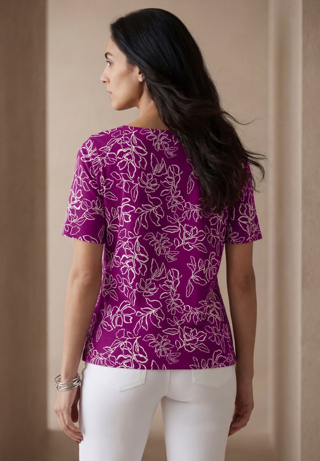 Stretch Cotton Square Neck Tee image number 1
