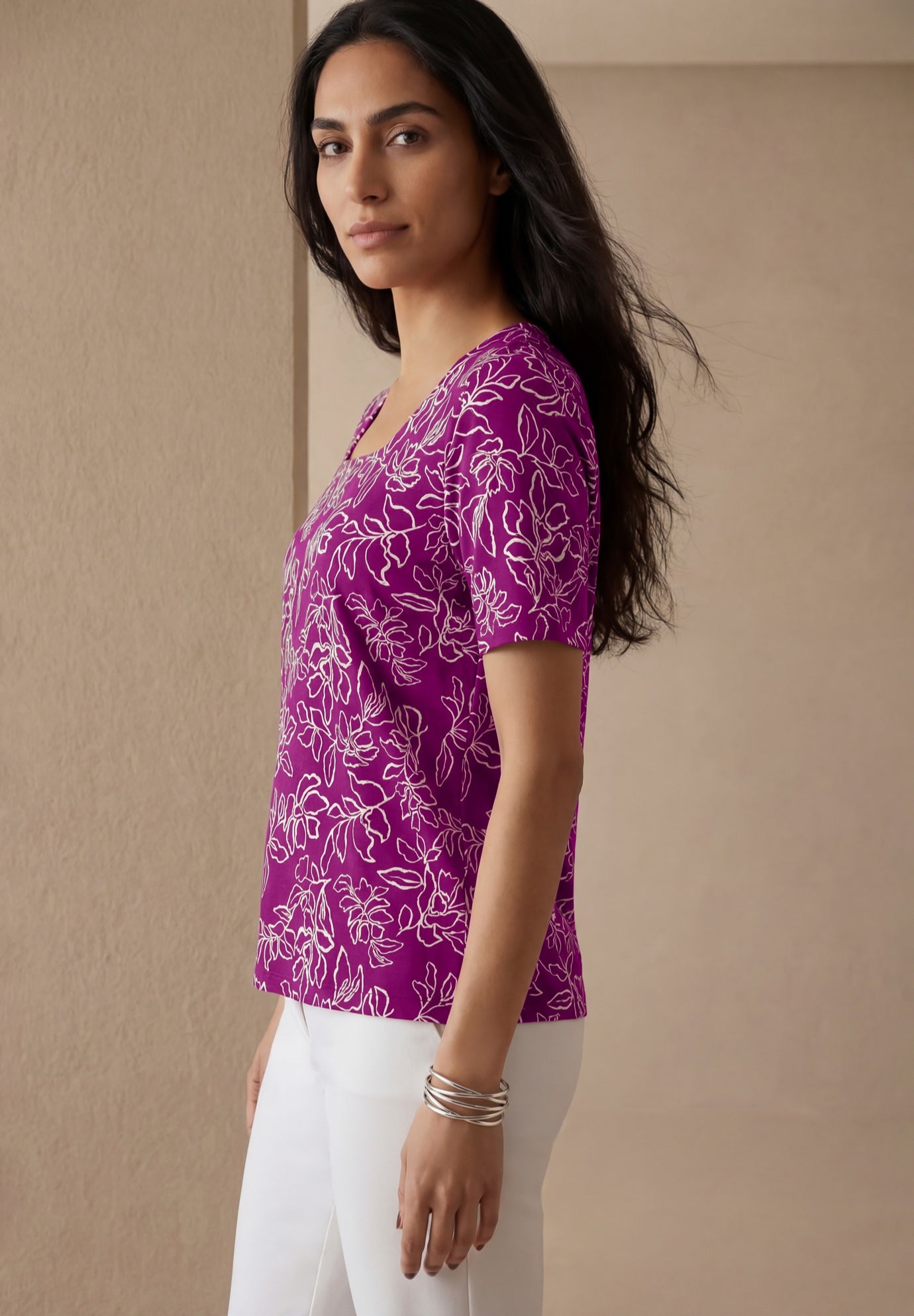Stretch Cotton Square Neck Tee image number 2