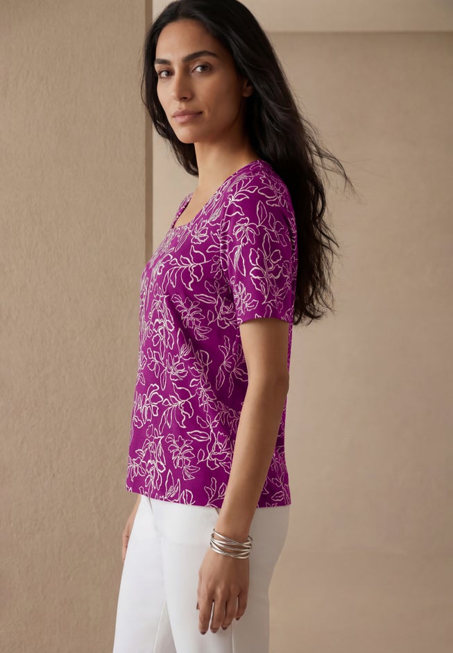 Stretch Cotton Square Neck Tee image number 2