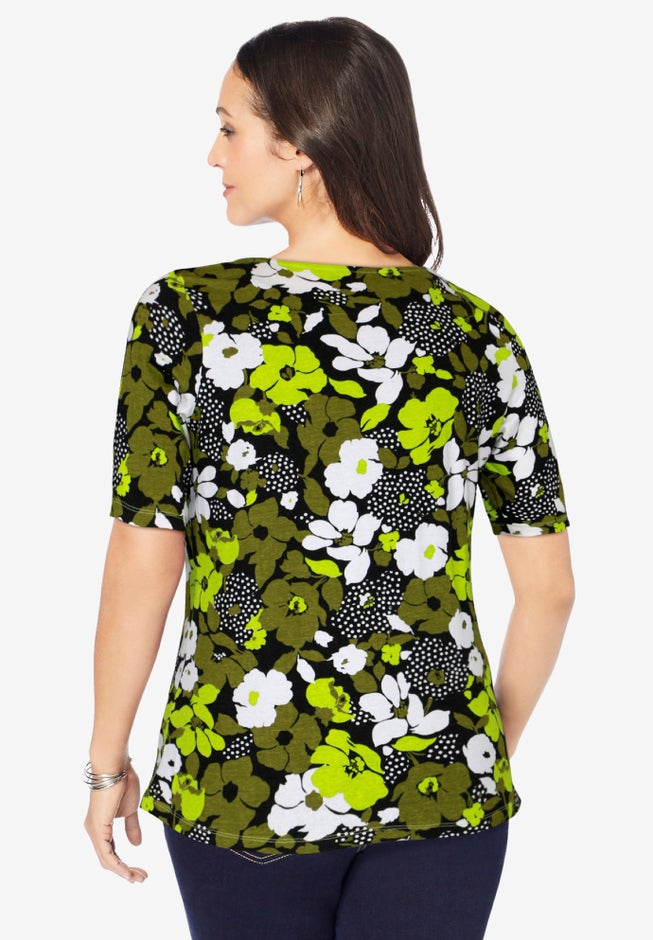 Stretch Cotton Square Neck Tee image number 2