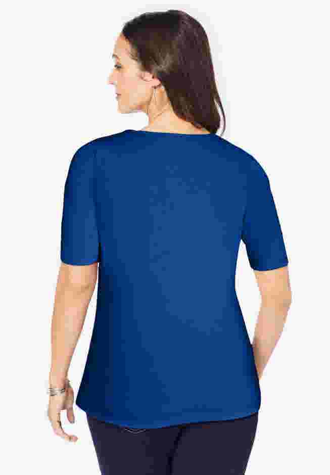 Stretch Cotton Square Neck Tee image number 1