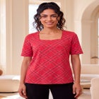 Stretch Cotton Square Neck Tee image number 1