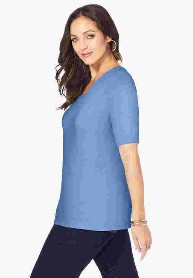 Stretch Cotton Square Neck Tee image number 2