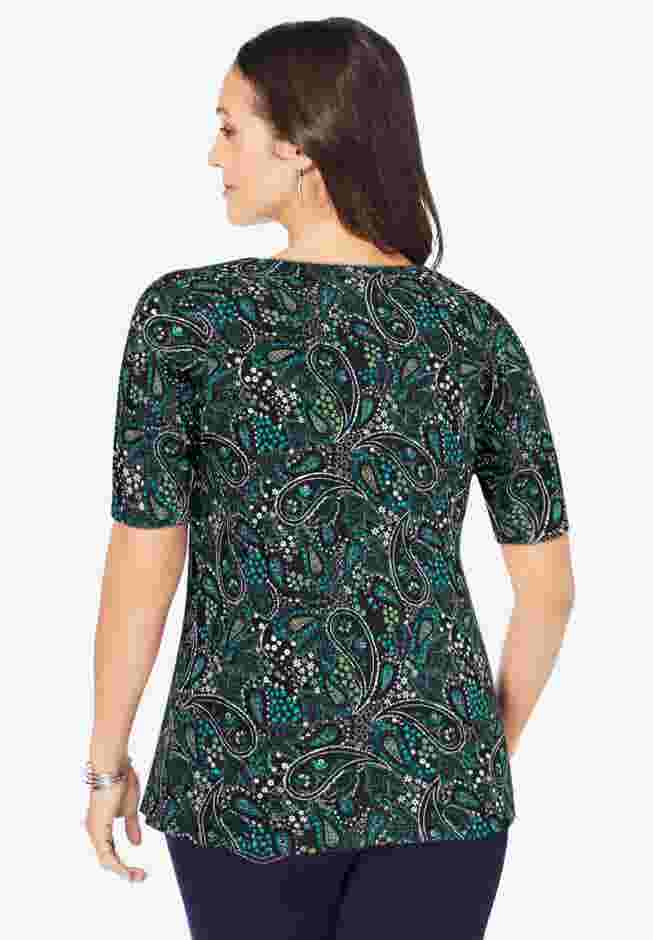 Stretch Cotton Square Neck Tee image number 1